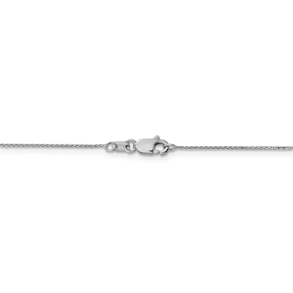 0.65mm 10k White Gold Diamond Cut Wheat Chain Necklace