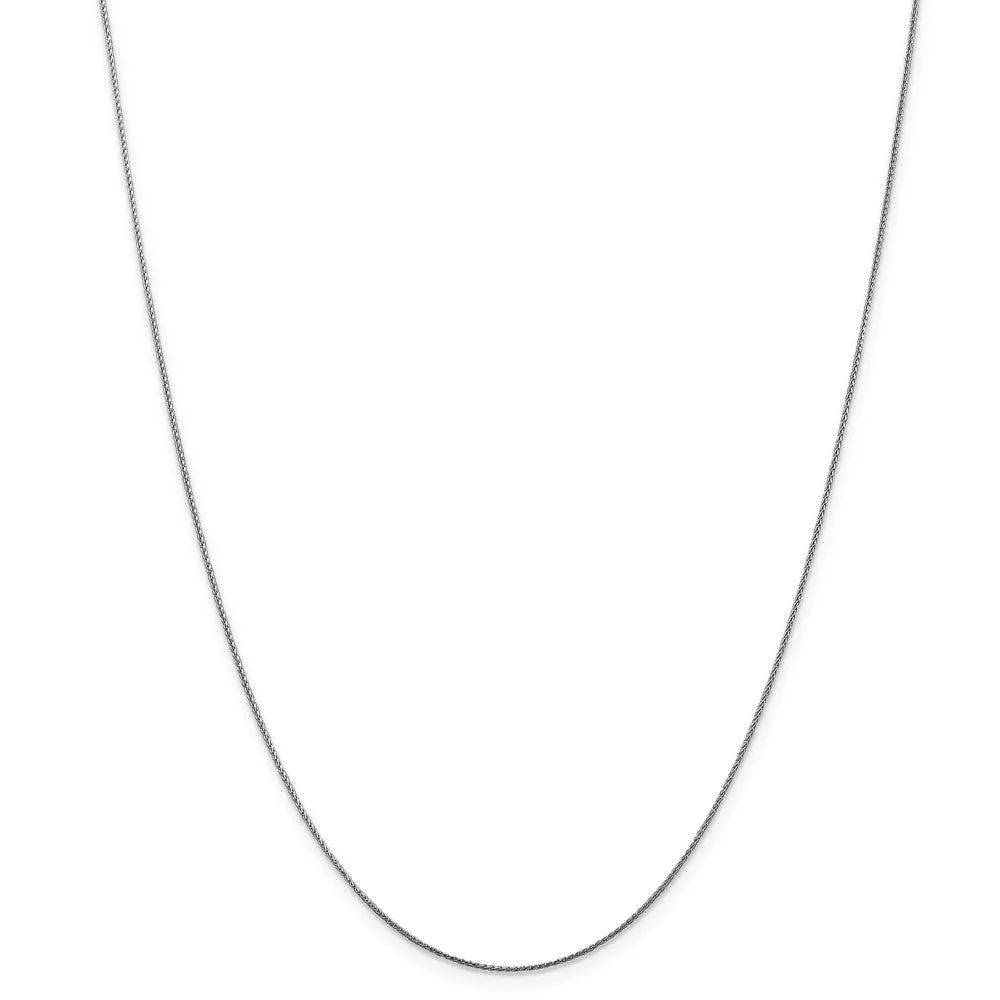 0.65mm 10k White Gold Diamond Cut Wheat Chain Necklace