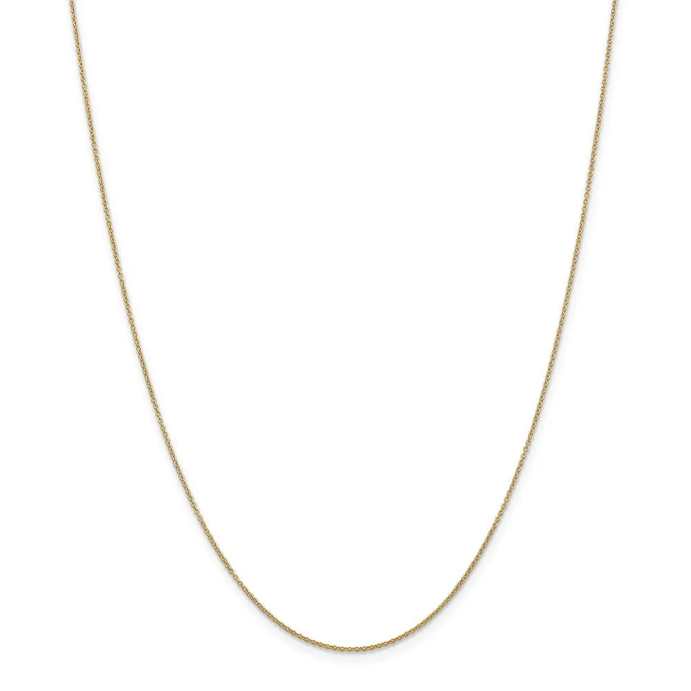 0.9mm, 14k Yellow Gold, Cable Chain Necklace