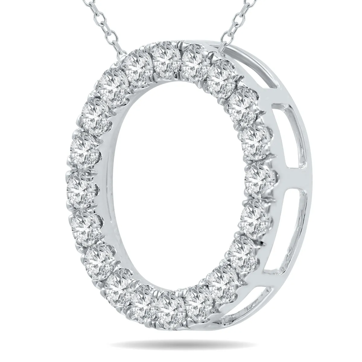 1 1/2 Carat Tw Diamond Circle Pendant In 10K White Gold