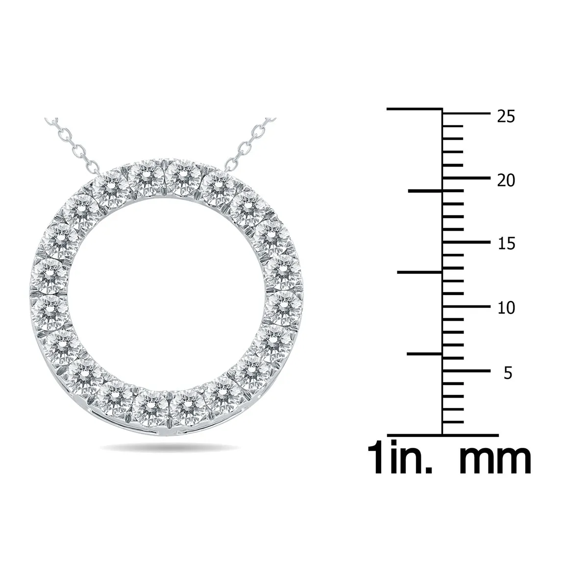 1 1/2 Carat Tw Diamond Circle Pendant In 10K White Gold