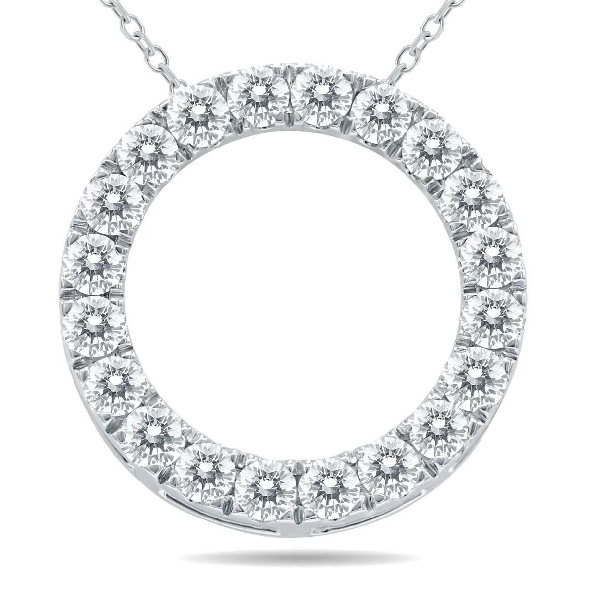 1 1/2 Carat Tw Diamond Circle Pendant In 10K White Gold