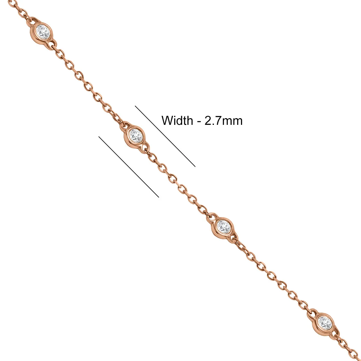 1/4 Carat Tw Bezel Set Genuine Diamond Station Bracelet In 14K Rose Gold