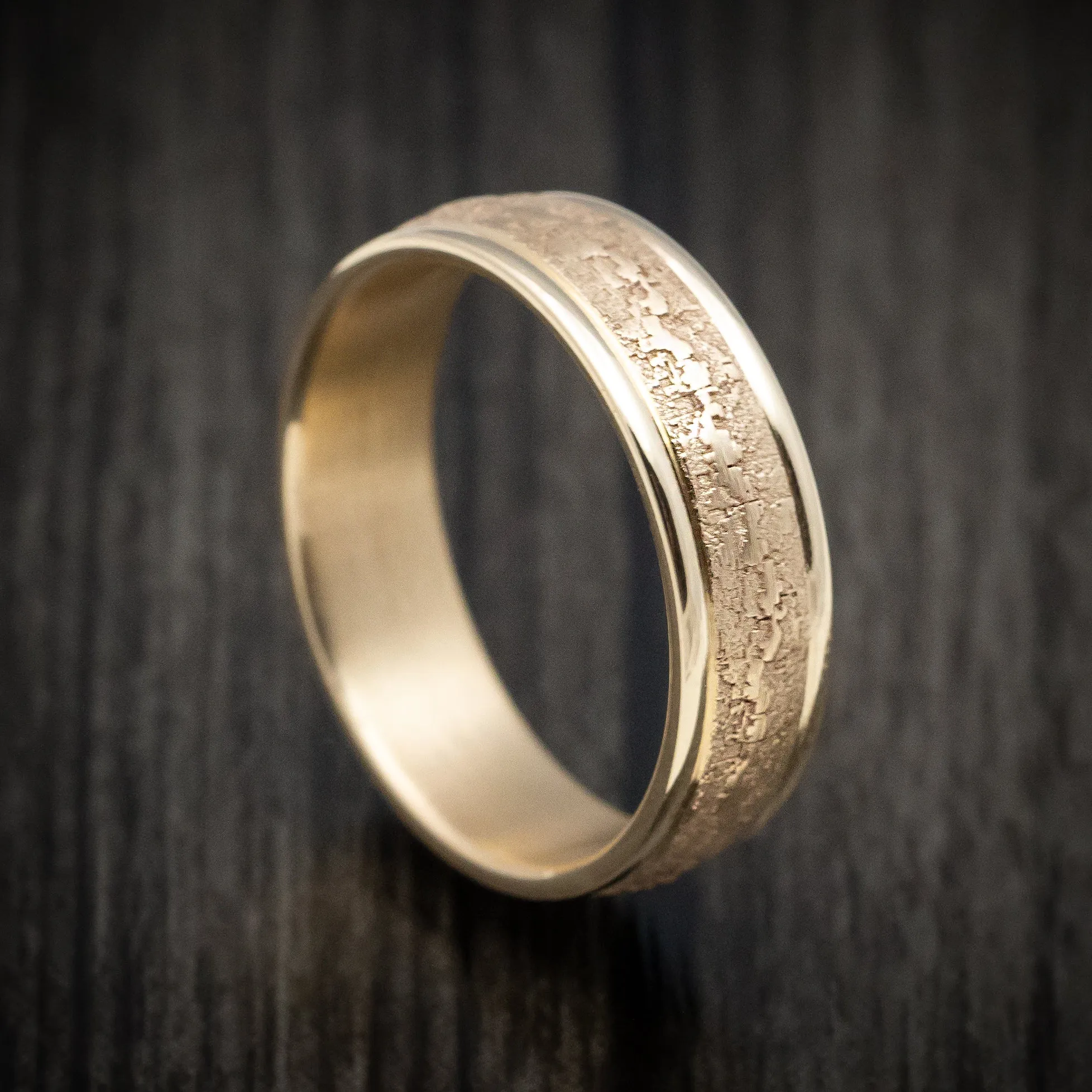 14K Yellow Gold Textured Wedding Men's Band