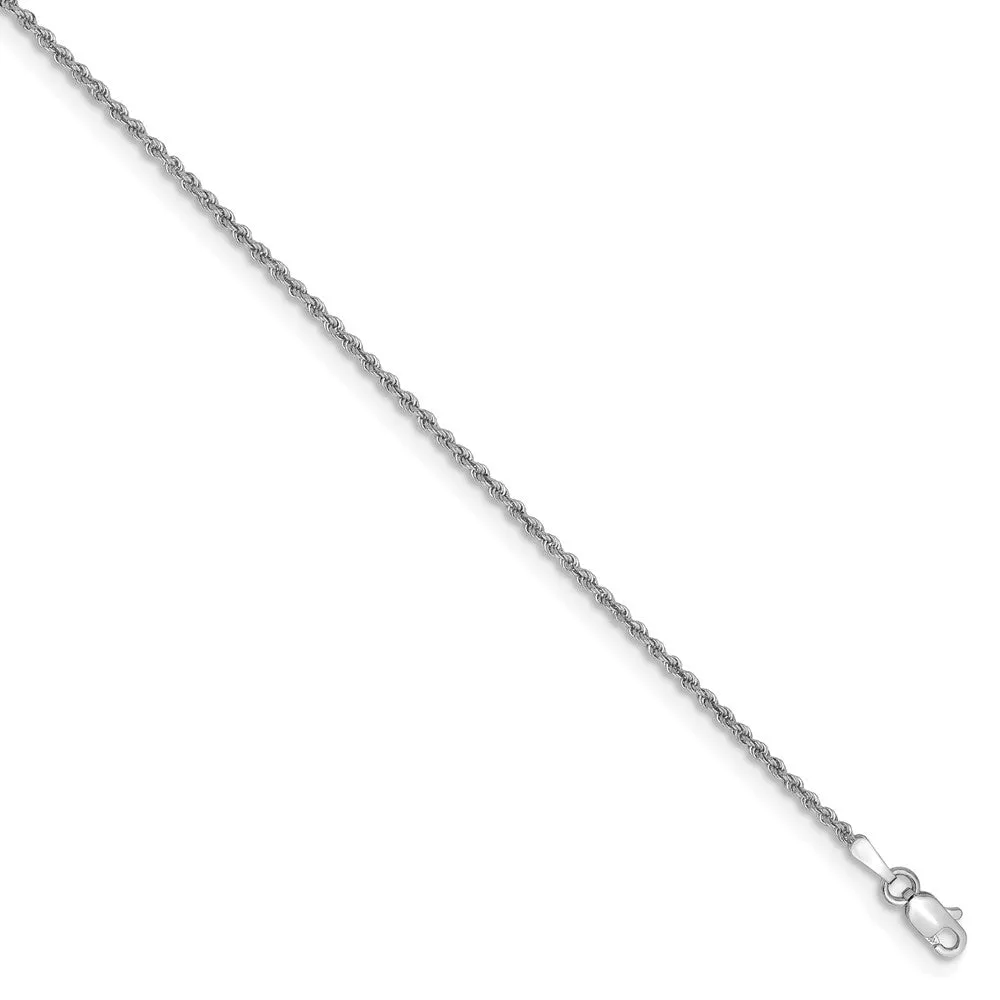 1.5mm, 14k White Gold, Handmade D/C Solid Rope Chain Bracelet