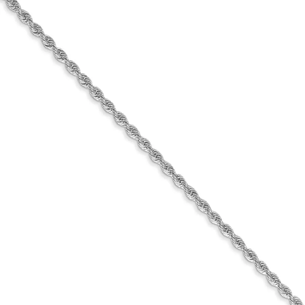 1.5mm, 14k White Gold, Handmade D/C Solid Rope Chain Bracelet