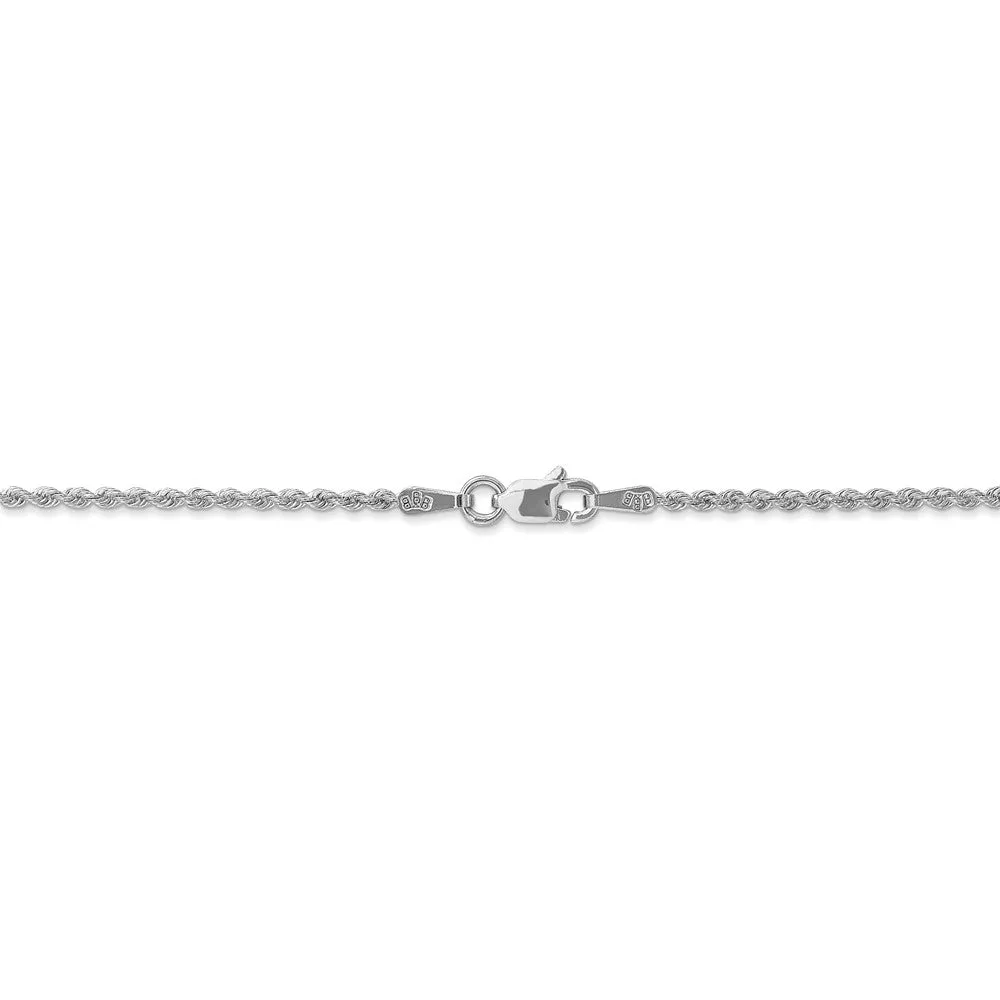 1.5mm, 14k White Gold, Handmade D/C Solid Rope Chain Bracelet