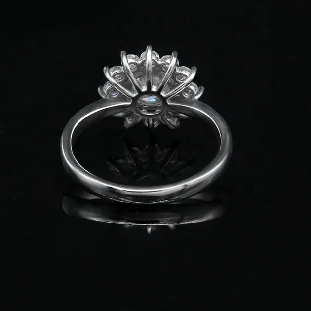 1ct 6.5mm White Moissanite Sun Flower Luxury Wedding Ring for Women