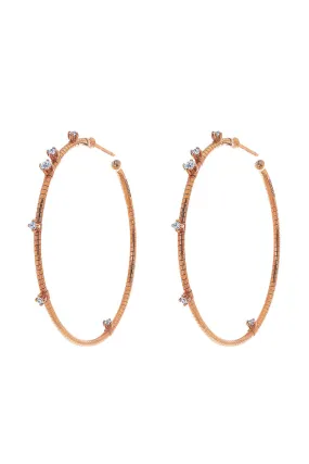 4cm Rose Gold Rugiada Diamond Hoop Earrings