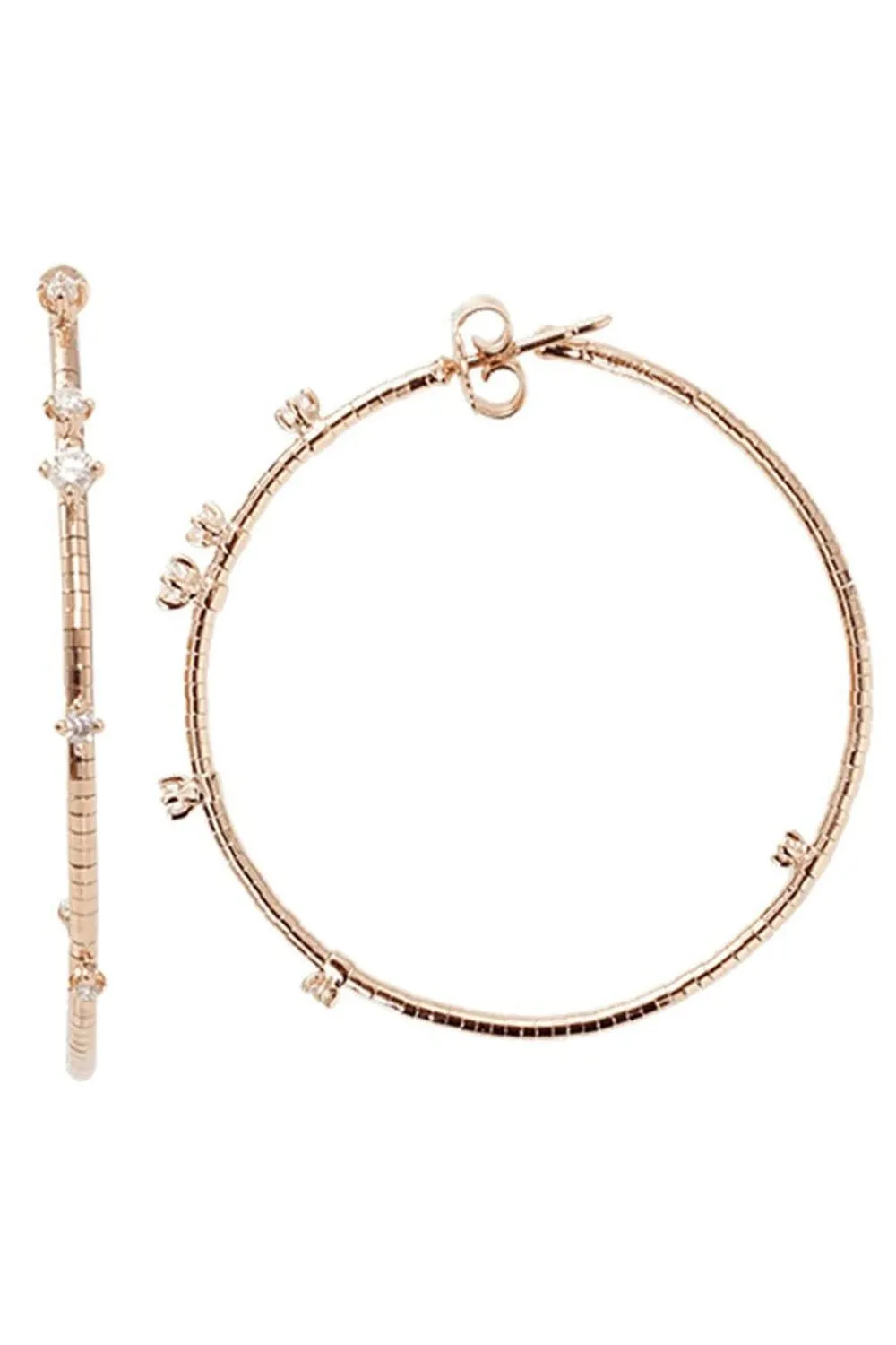 4cm Rose Gold Rugiada Diamond Hoop Earrings