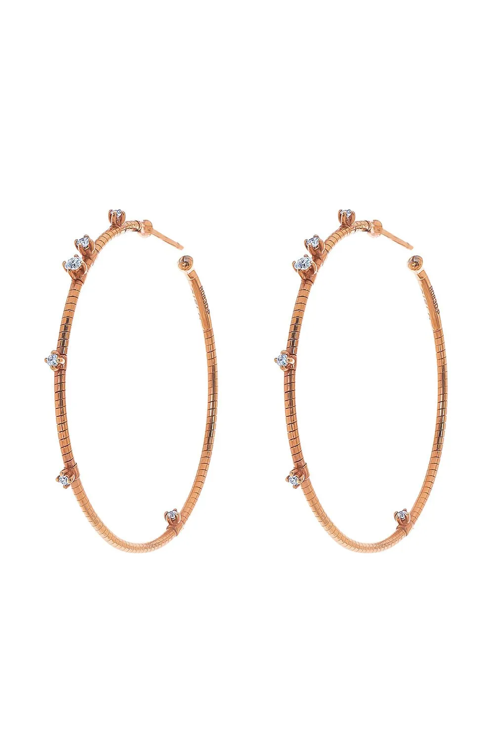 4cm Rose Gold Rugiada Diamond Hoop Earrings