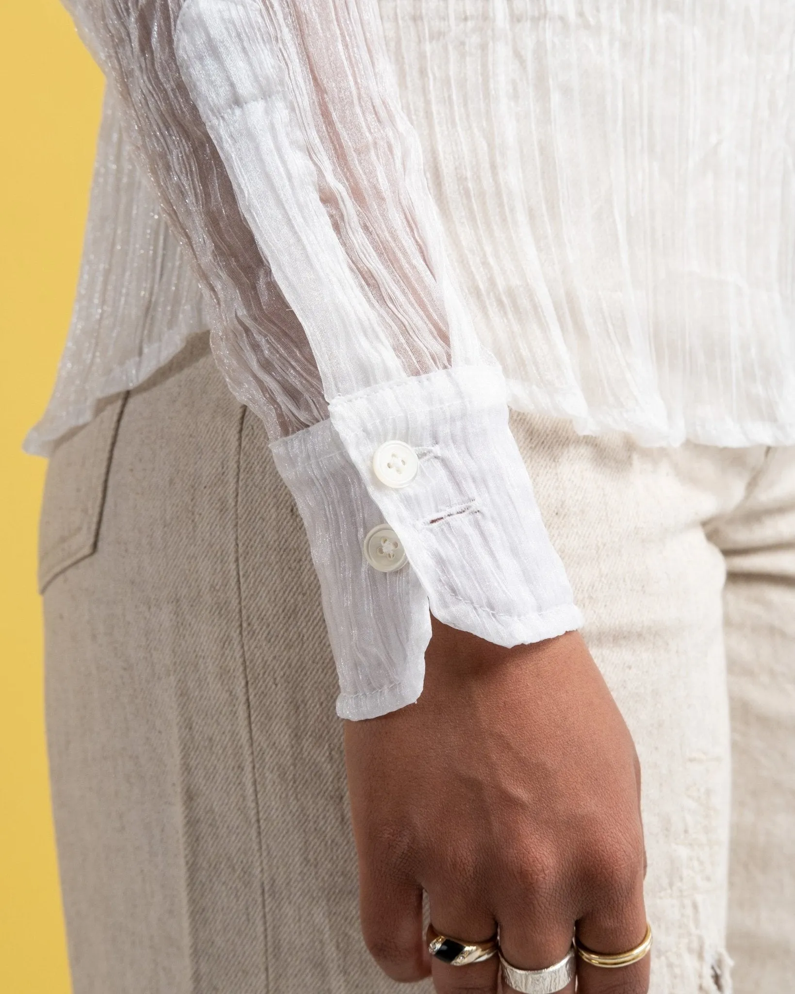 70s Line Shirt Milky Quartz Pleat