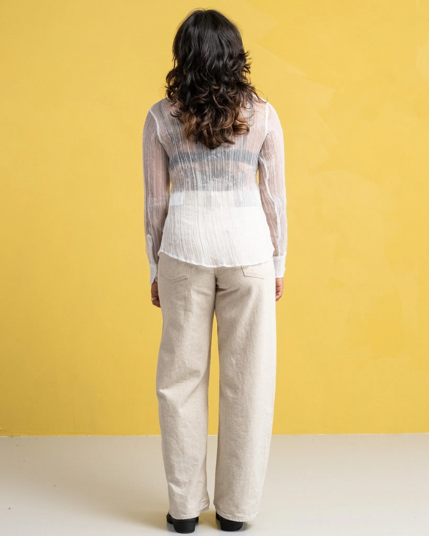 70s Line Shirt Milky Quartz Pleat