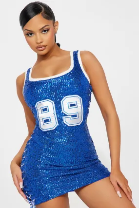 89 Sequin Jersey Mini Dress - Royal