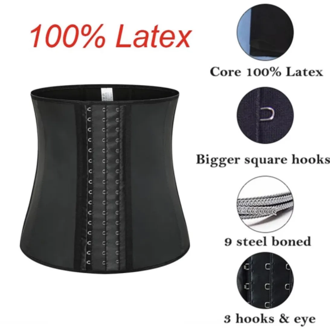 9 Steel Bone Latex Waist Trainer