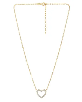 925 Sterling Silver 18kt Gold Plated with CZ Heart Necklace for women