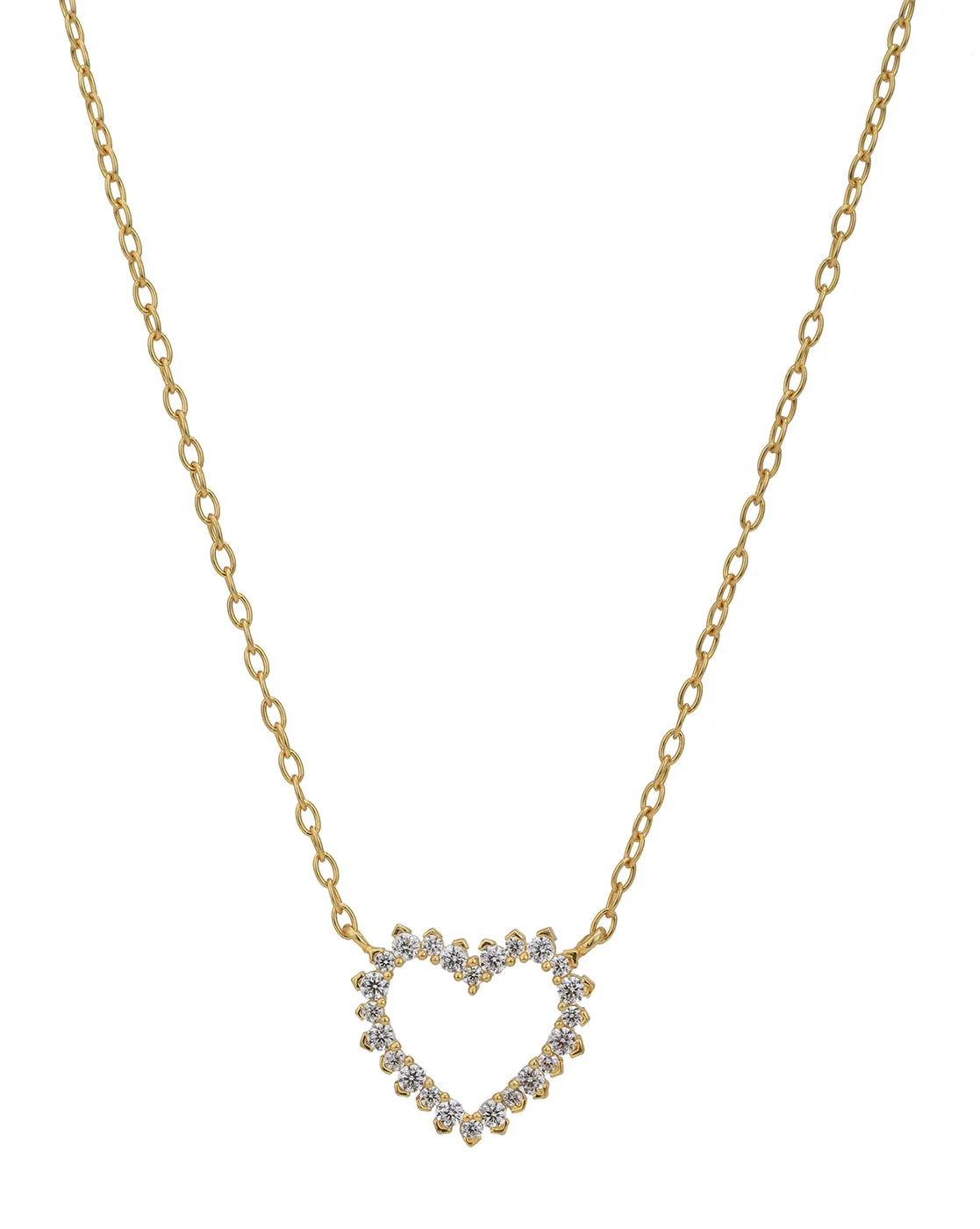 925 Sterling Silver 18kt Gold Plated with CZ Heart Necklace for women