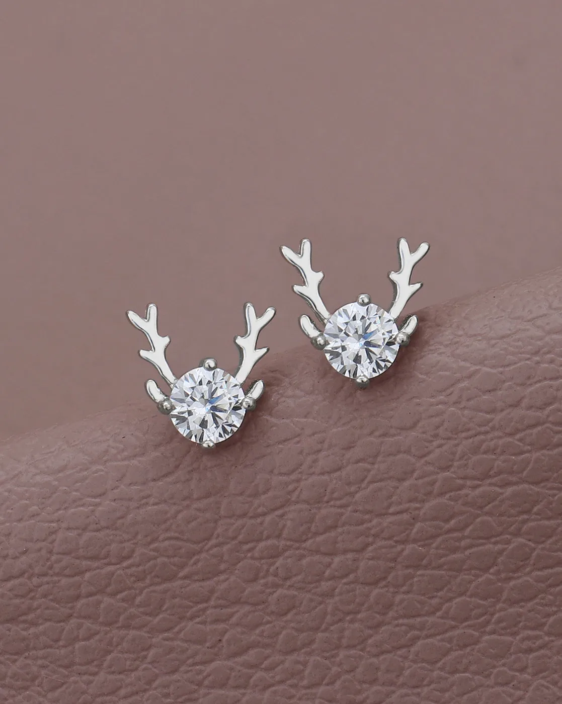 925 Sterling Silver Rhodium Plated with CZ Stud Earring for women