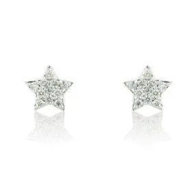 9ct White Gold & Diamond Star Earrings - MM8D23WD