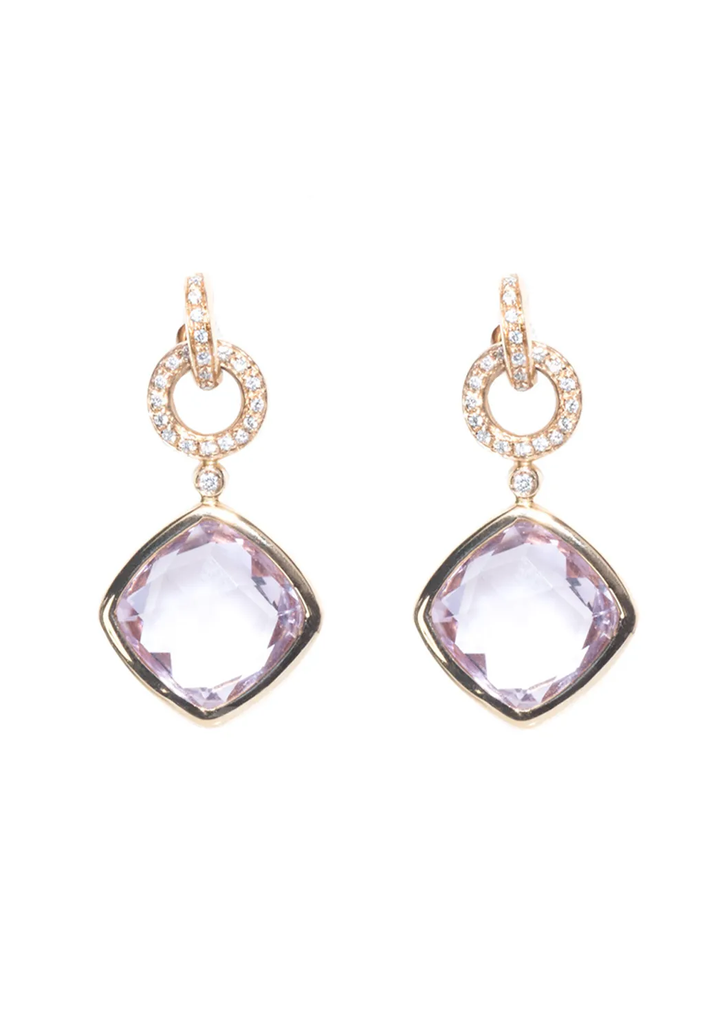 A & Furst Jicky 18KRG Rose de France Amethyst Gemstone Dangle Earrings