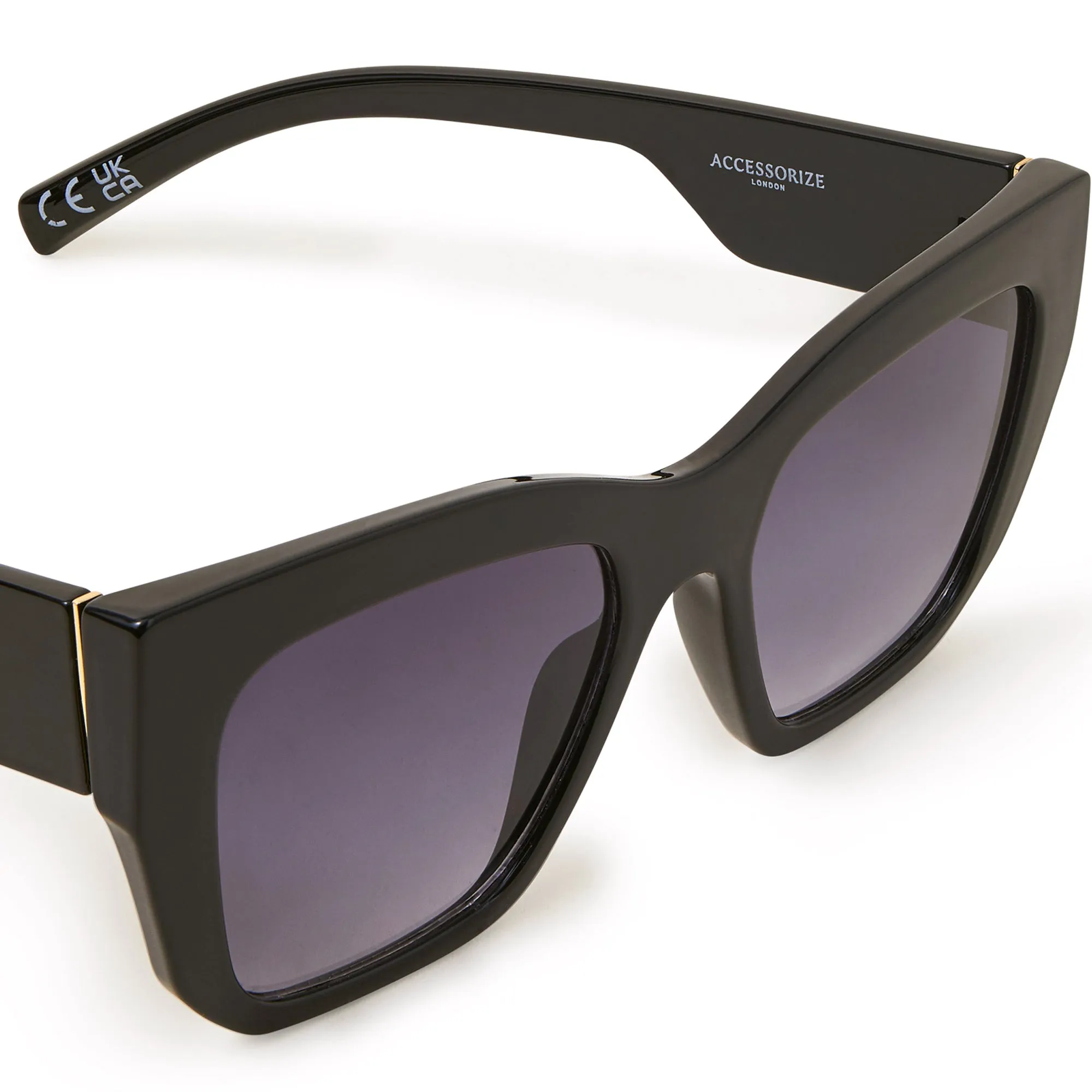 Accessorize London Women's Black Chunky Cateye Gold Tip