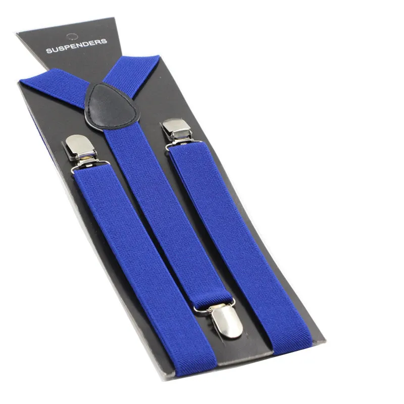 Adjustable 100cm Blue Adult Mens Suspenders