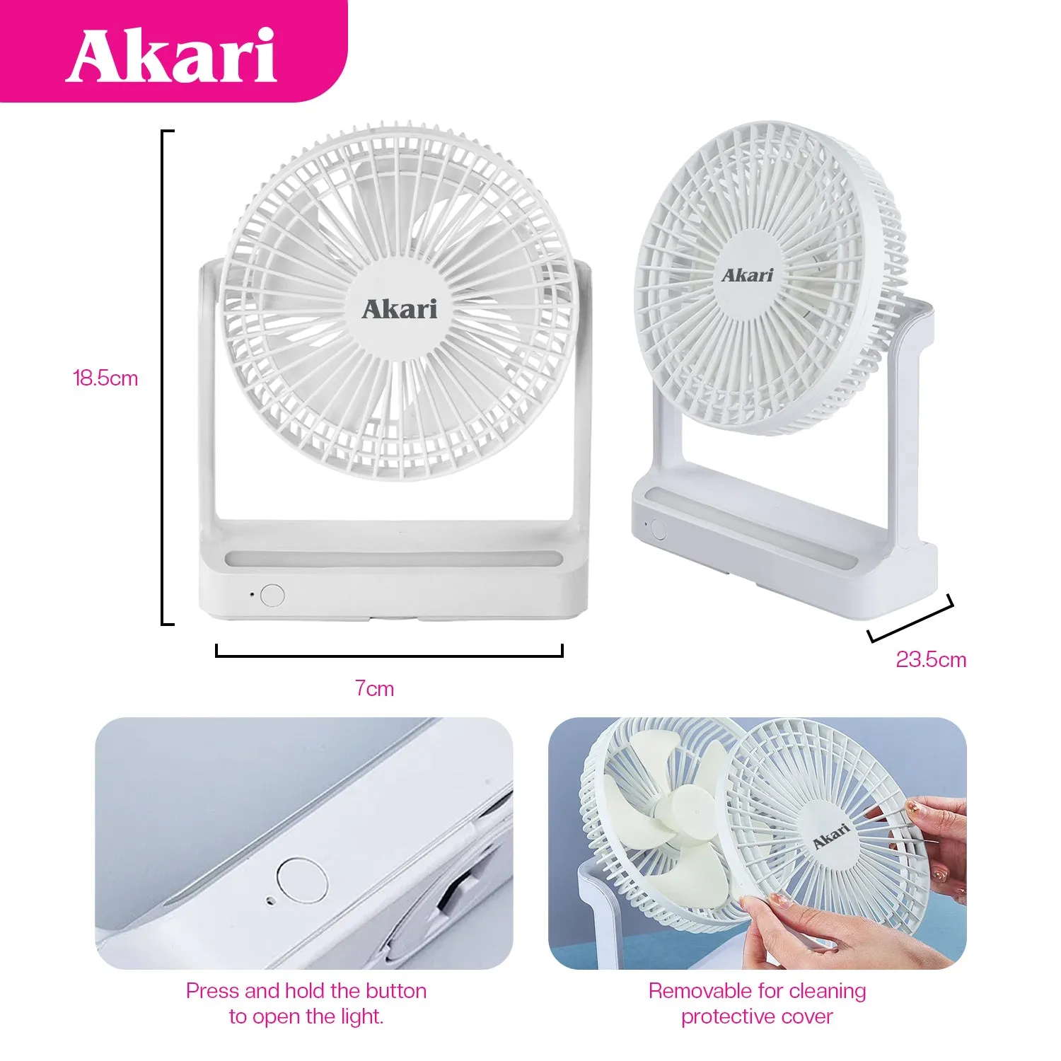 Akari Rechargeable Multi Mount Fan (ARF-MF01)