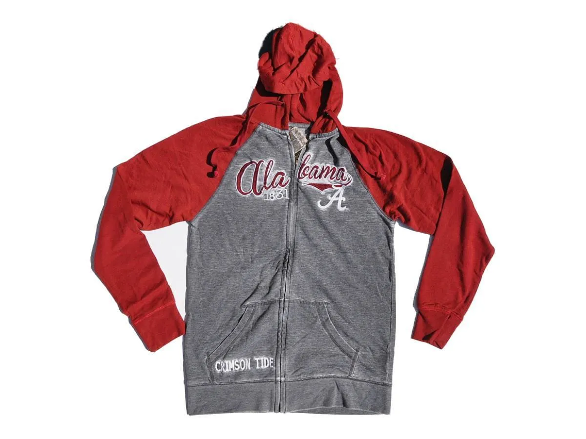 Alabama Crimson Tide Glitter Gear Women Lightweight Full-Zip Soft Fleece Jacket