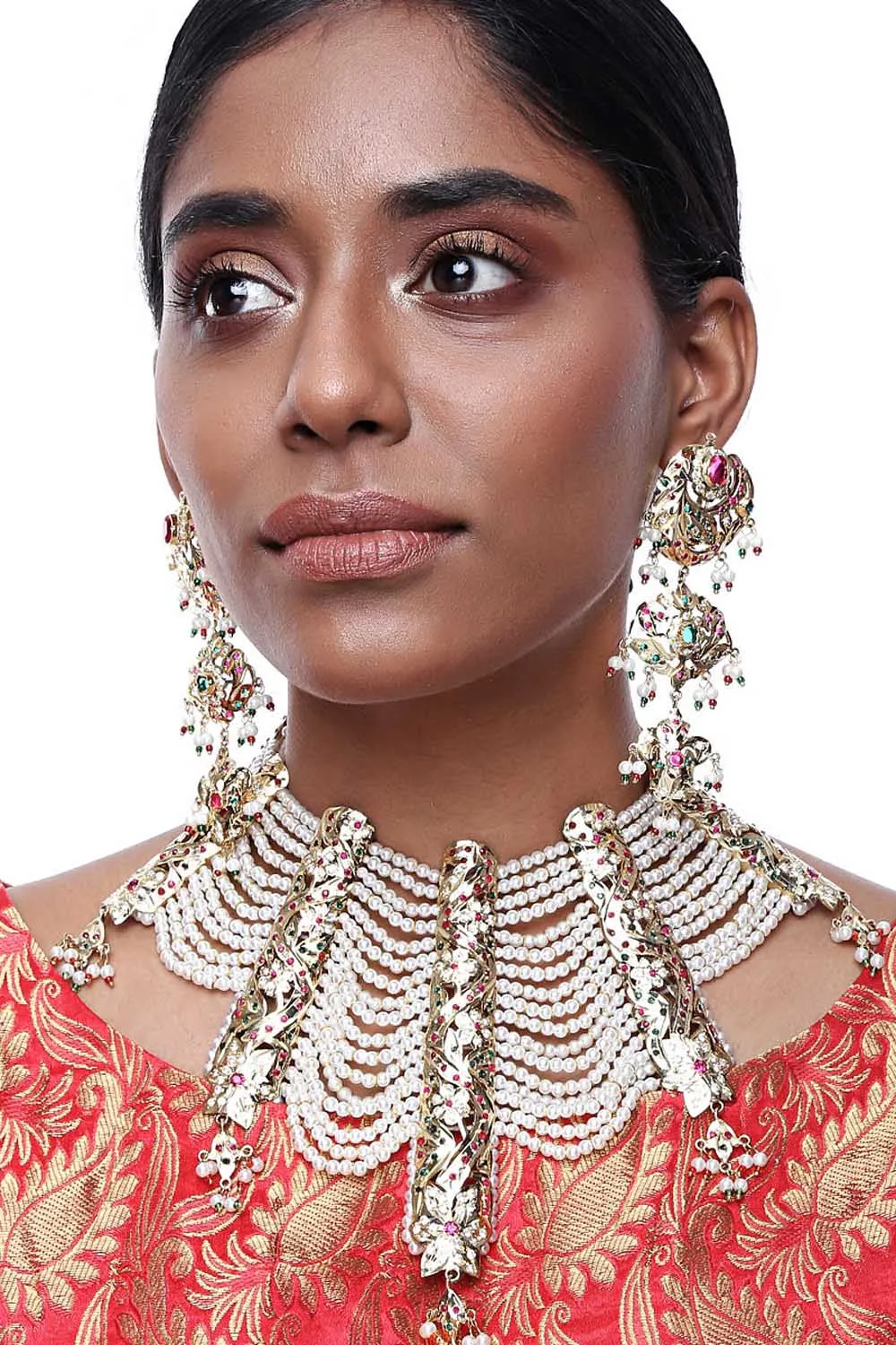 Alloy Necklace and Earring Sets in White