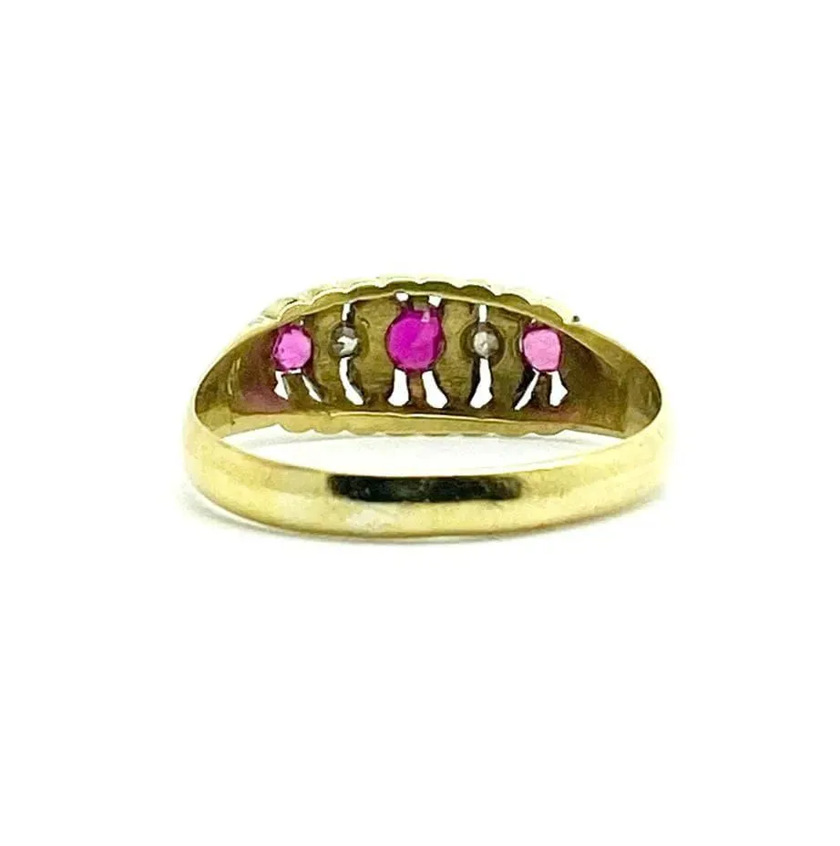 Antique 1917 Ruby Diamond 18ct Gold Ring