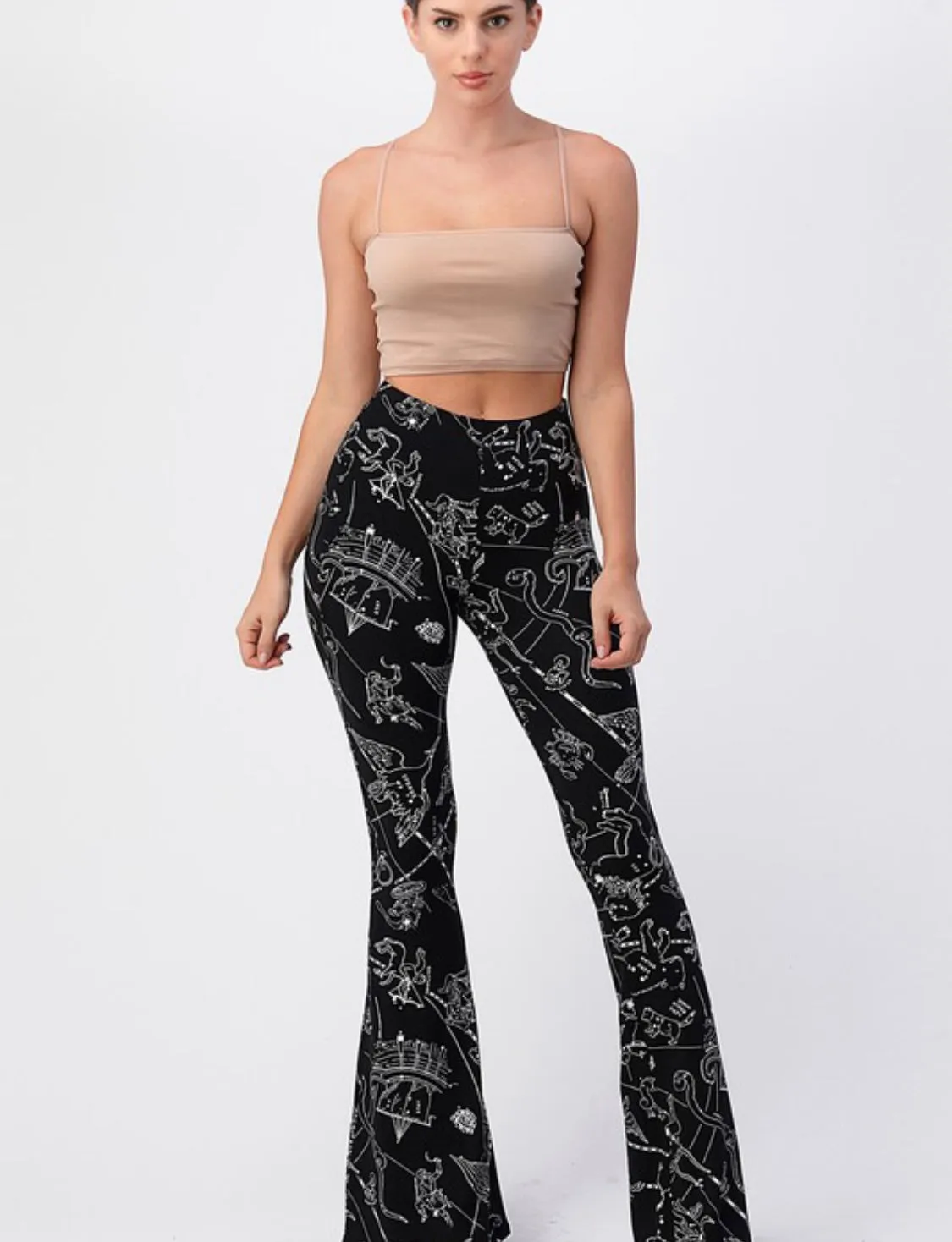 Astro Print Bell Bottom Leggings