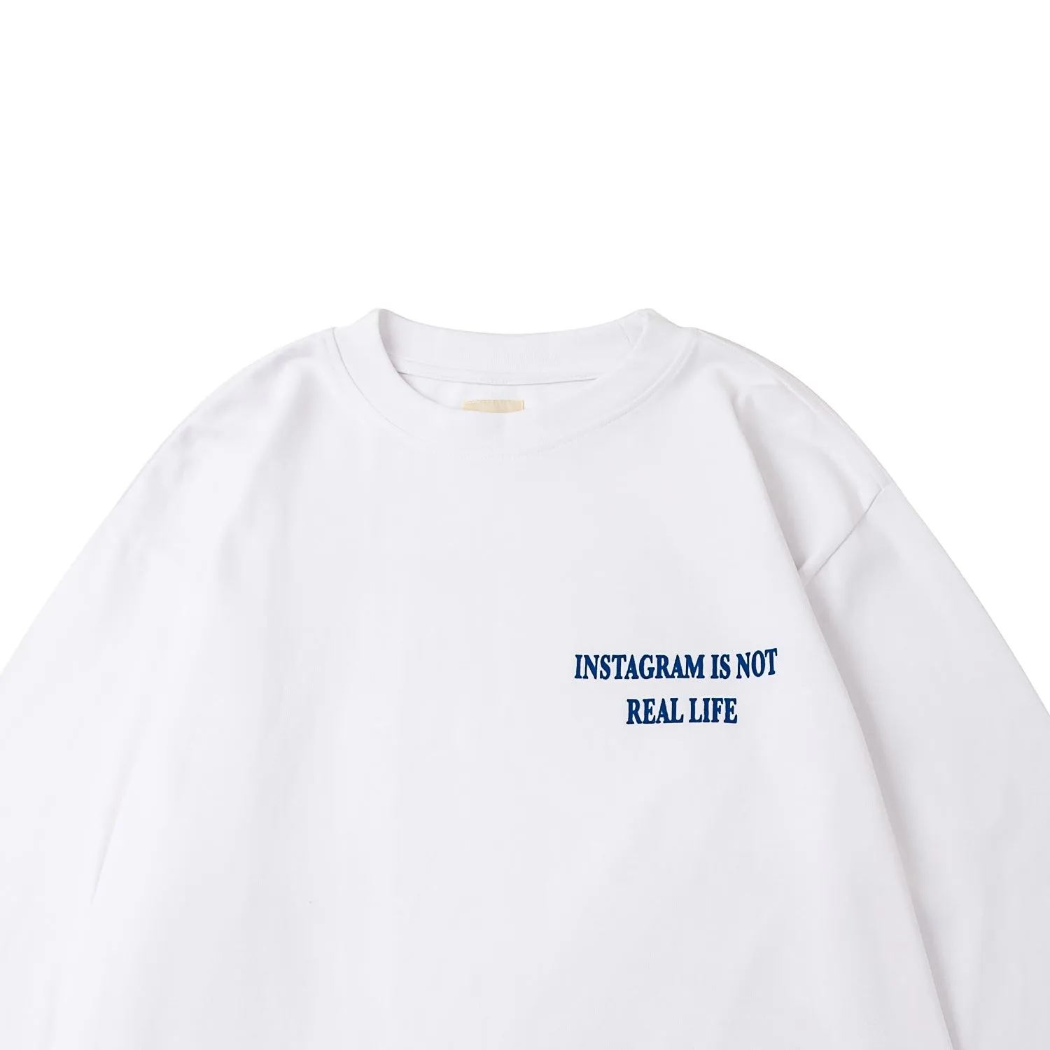 A[S]USL INSTAGRAM IS NOT REAL LIFE LONG TEE-WHITE