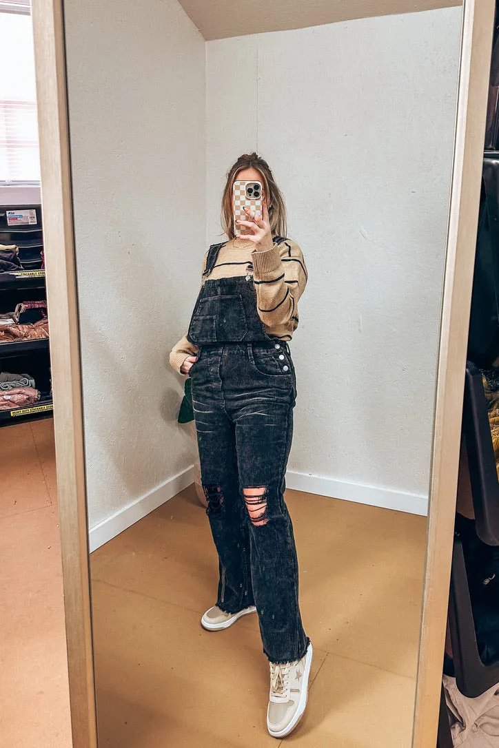 Ava Distressed Corduroy Overalls | 2 colors