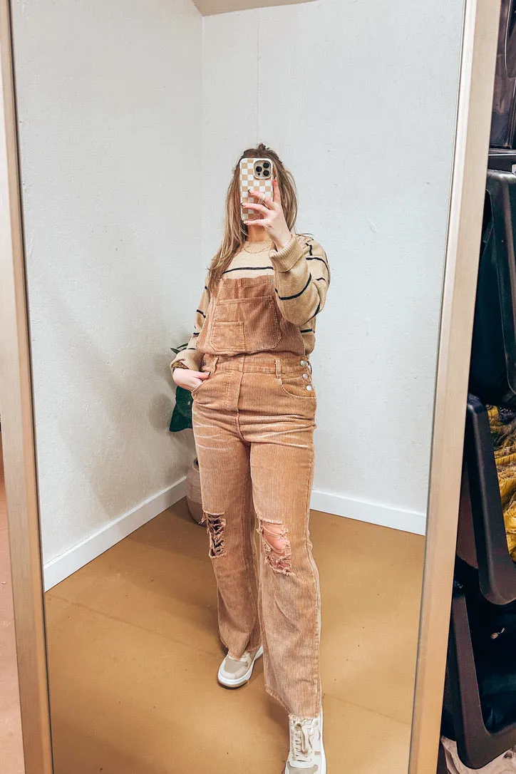 Ava Distressed Corduroy Overalls | 2 colors