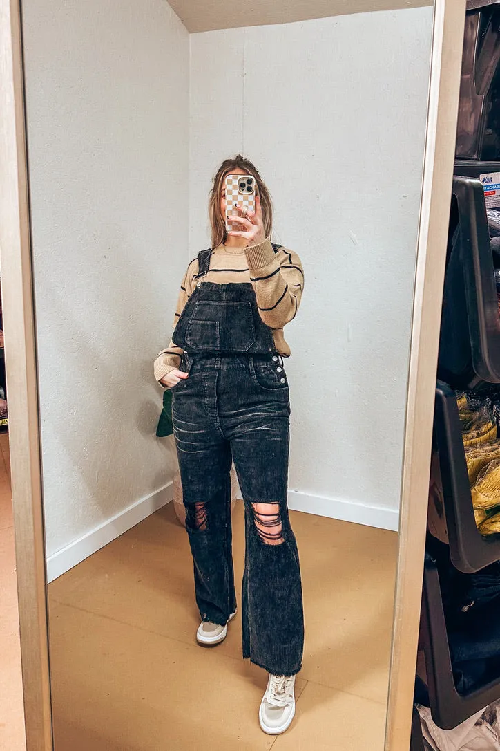 Ava Distressed Corduroy Overalls | 2 colors