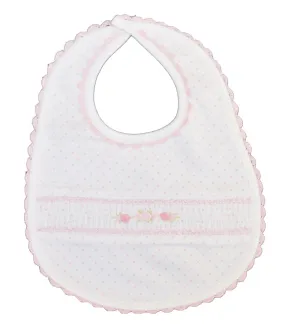 Baby Girl's Pink Dots Hand Smocked Bib