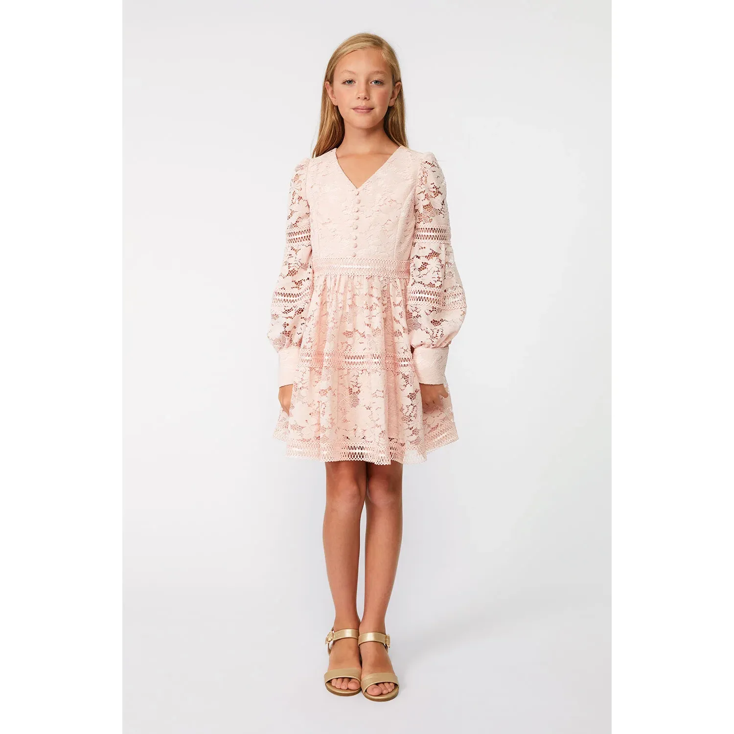 Bardot Junior- Venice Lace Mini Dress - soft pink