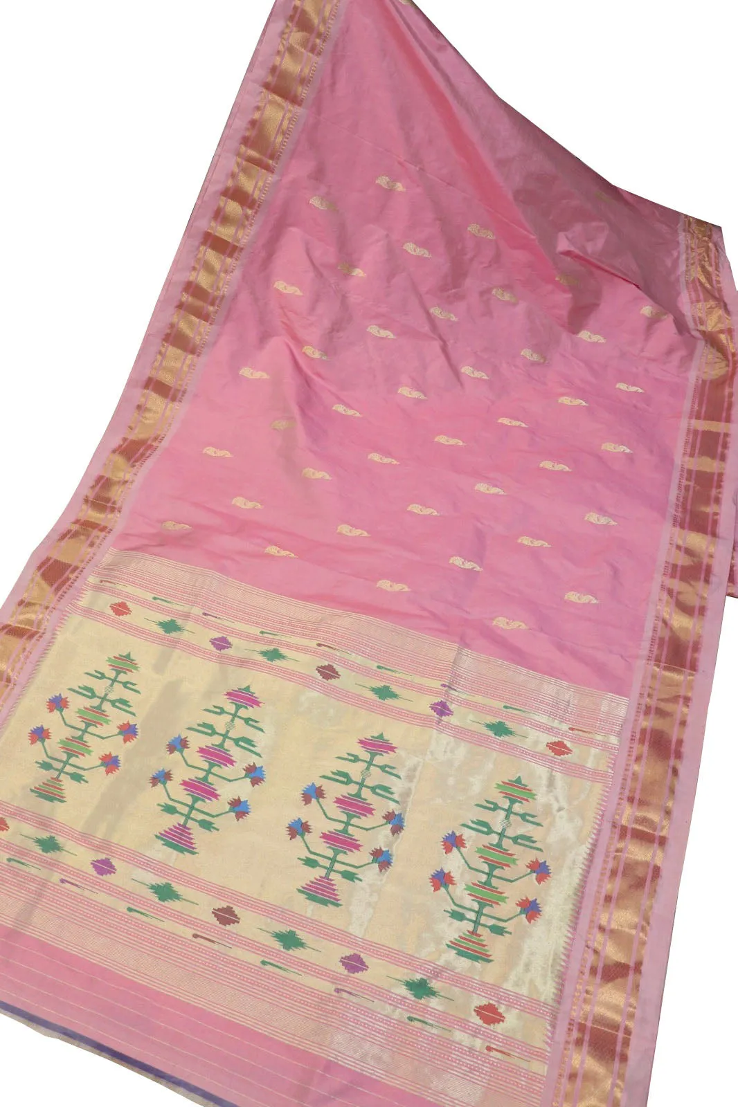 Beautiful Pink Paithani Silk Saree - Handloom Elegance