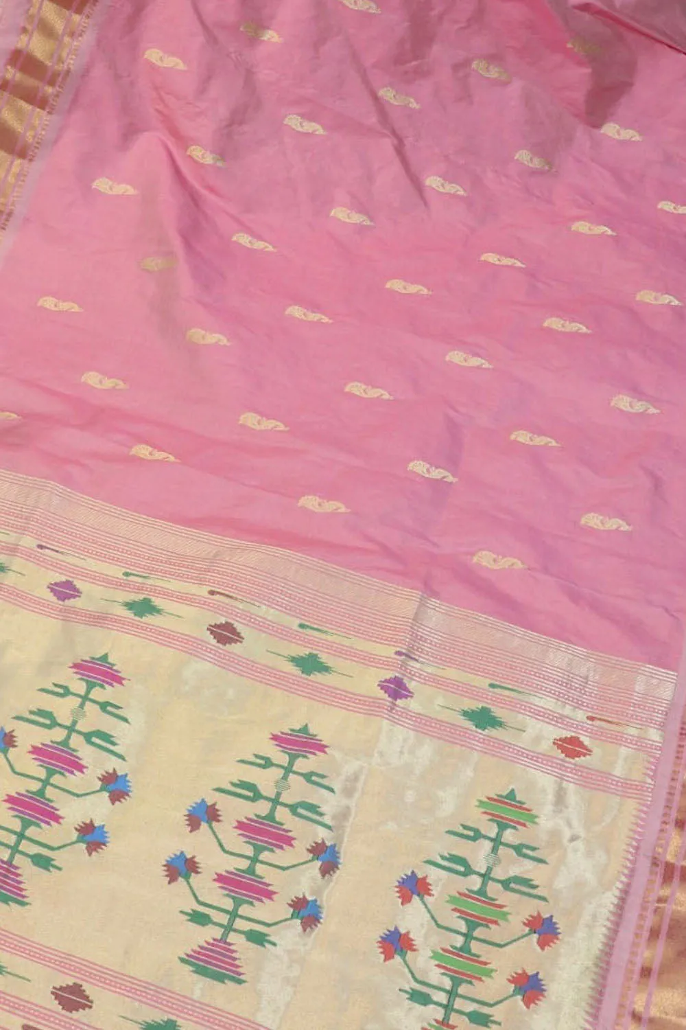 Beautiful Pink Paithani Silk Saree - Handloom Elegance