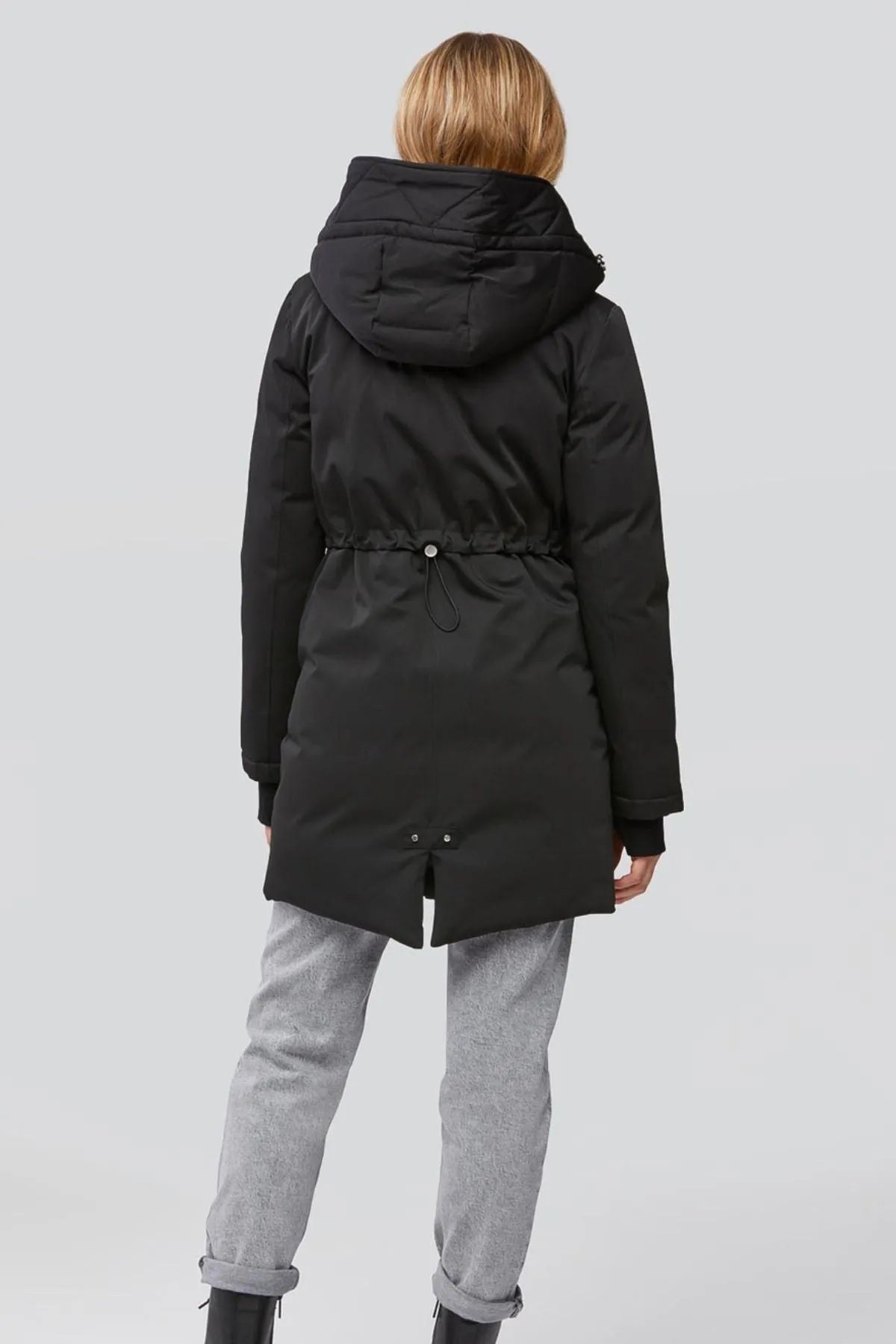 BELINA Mid Length Classic Down Coat with Puffy Bib