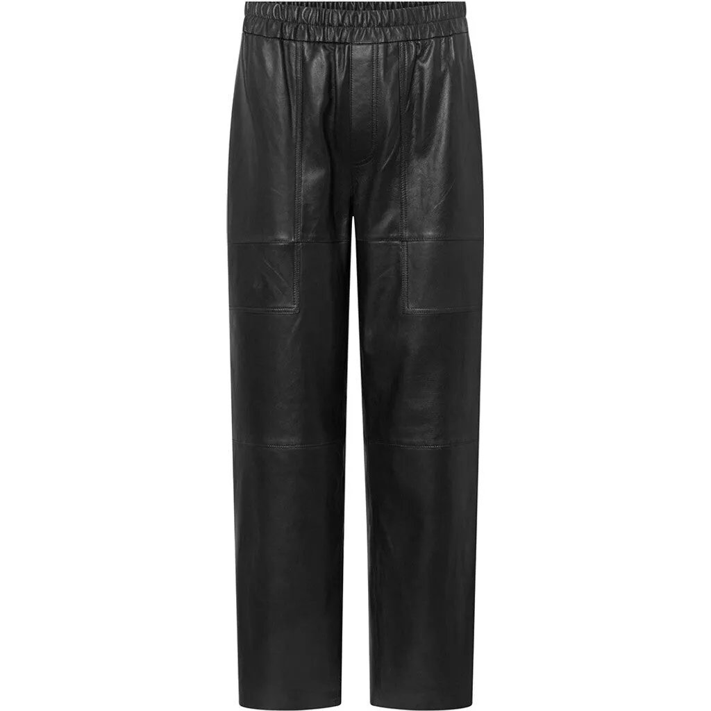 Bella HW leather pants in full length / 51114 - Black (Nero)