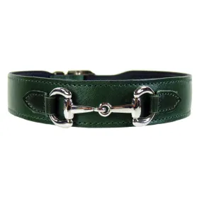 Belmont Dog Collar in Ivy Green & Nickel