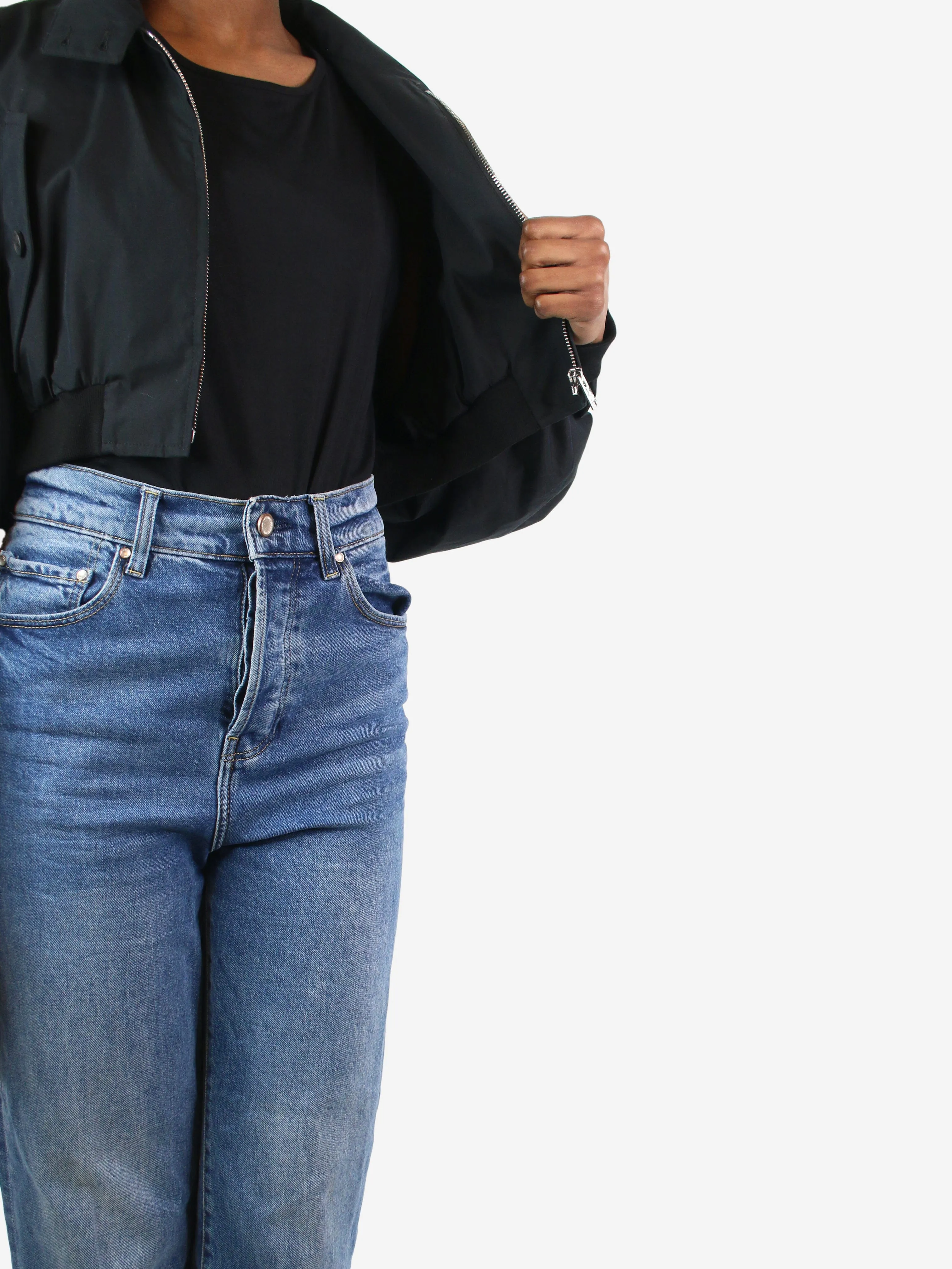 Black high-neck cropped jacket - size IT 36