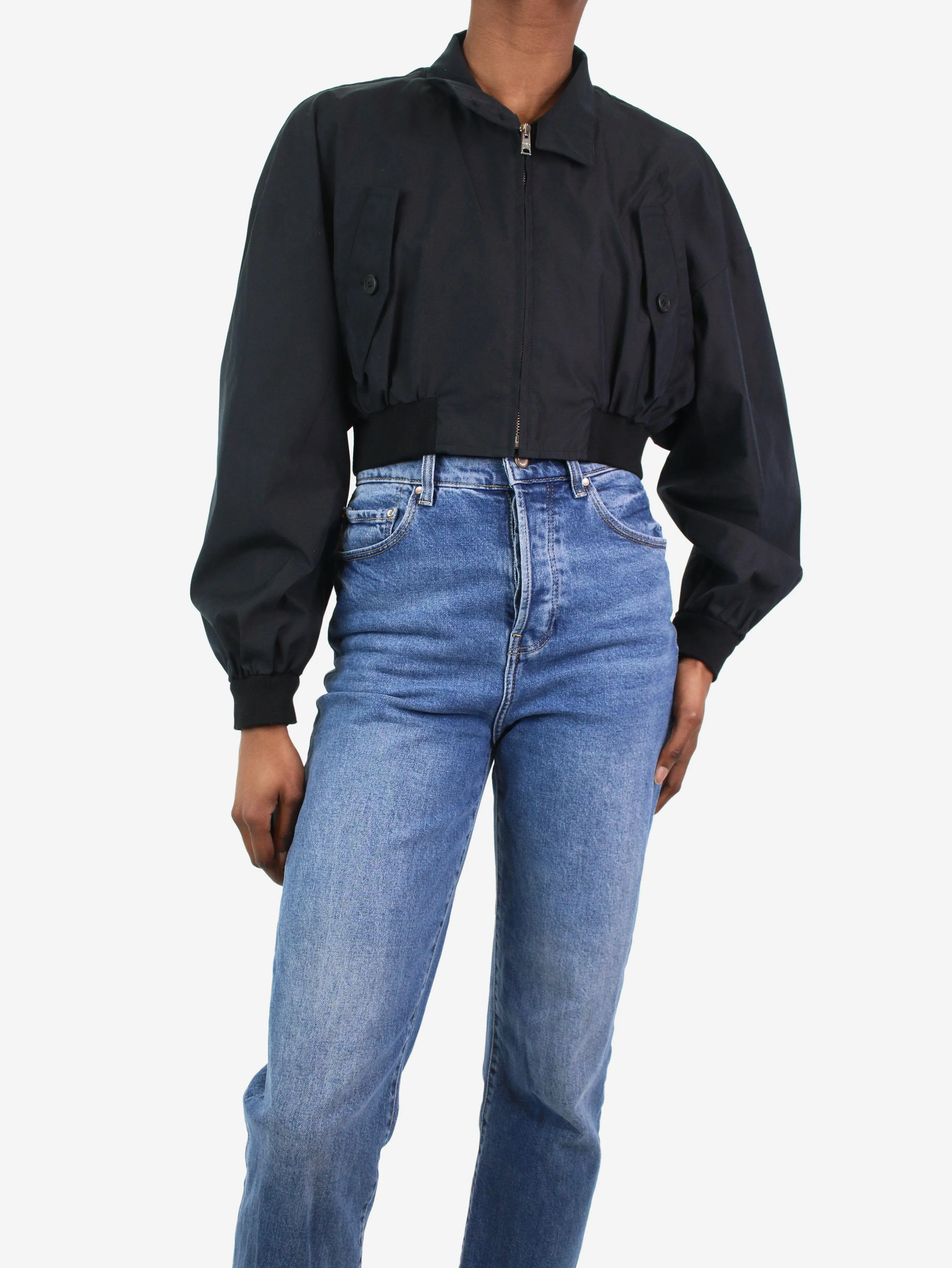 Black high-neck cropped jacket - size IT 36