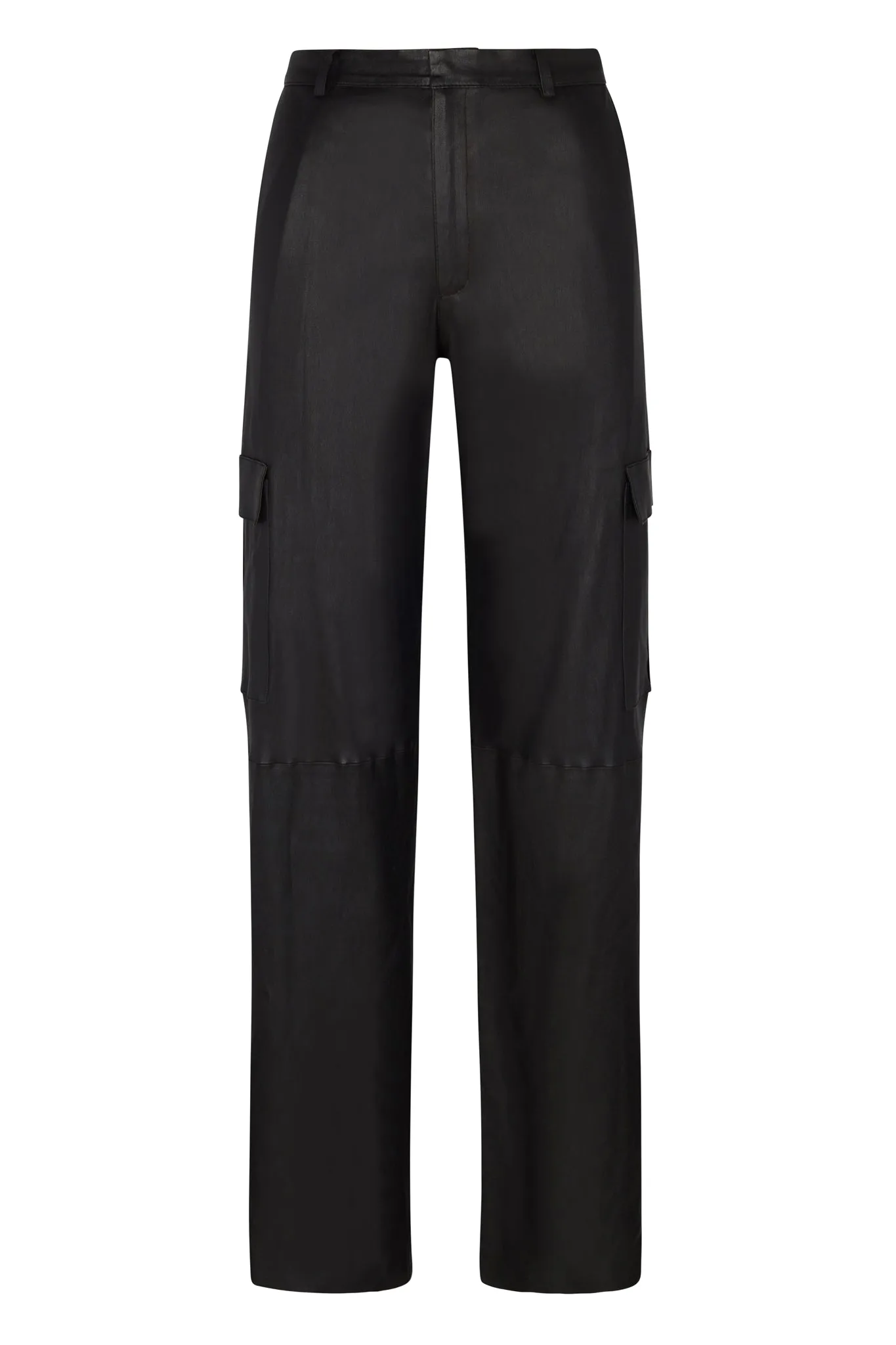 Black Leather Cargo Trousers