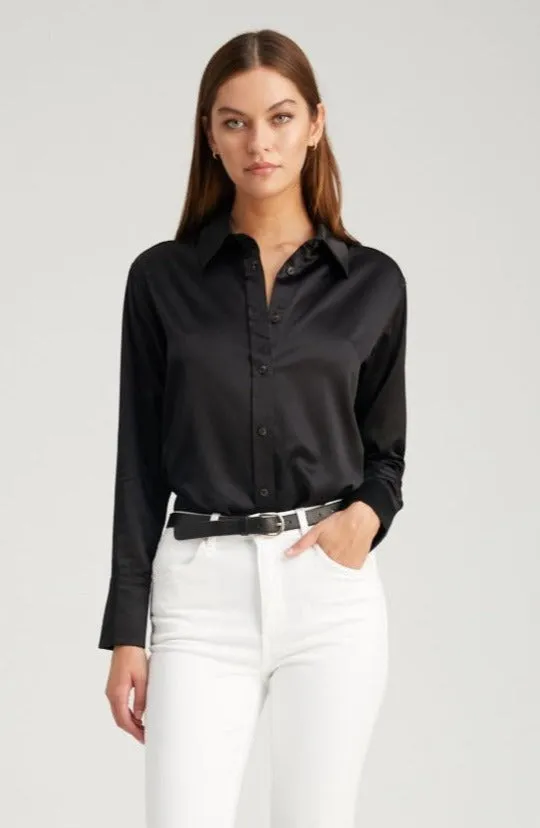 Black Silk Slim Button Down