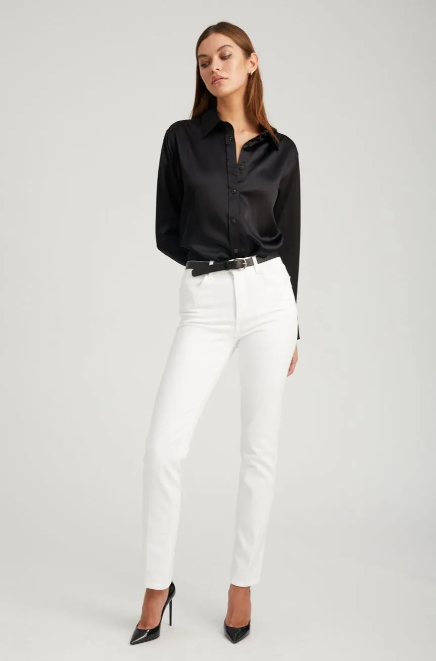 Black Silk Slim Button Down