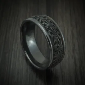 Black Titanium Swirl Pattern Custom Men's Ring