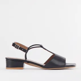 Block Heel Slingback Sandal in Black - 12668