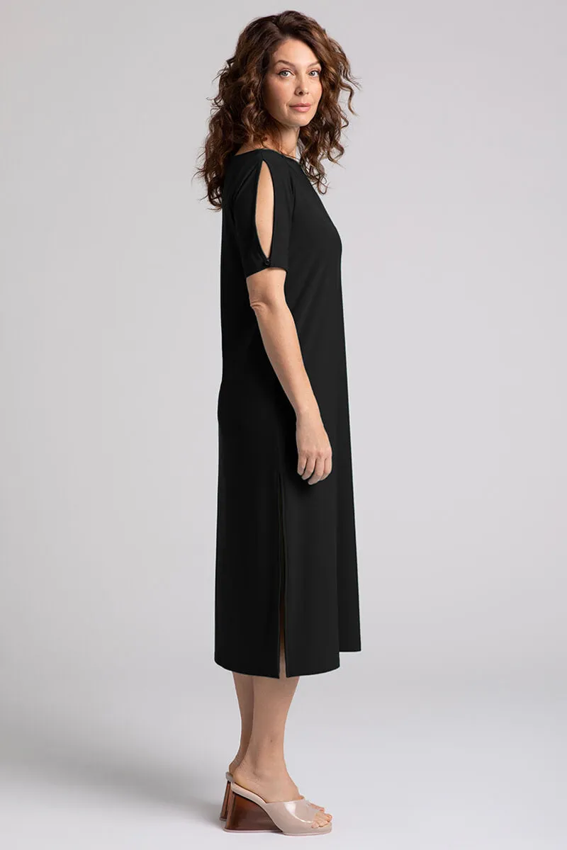 Boat Neck T-Shirt Dress | Black